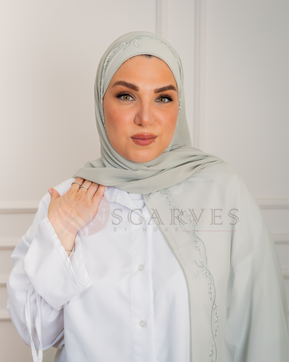 Bridal Elegant Hijab - Grey