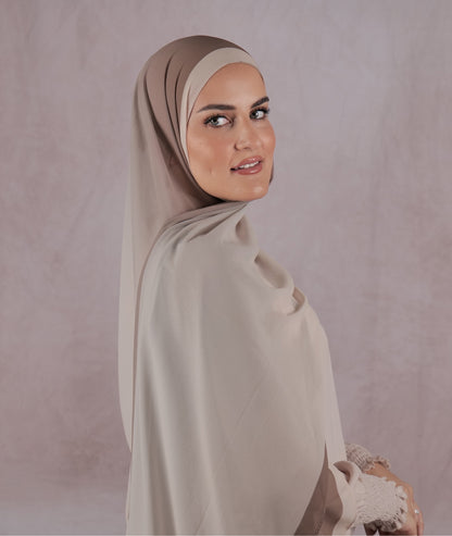 Printed Chiffon Georgette -  Ombre Latte Beige
