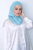 Plain Small Travel Hijab( Matching Set) - Blue Turquoise