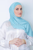 Plain Small Travel Hijab( Matching Set) - Blue Turquoise