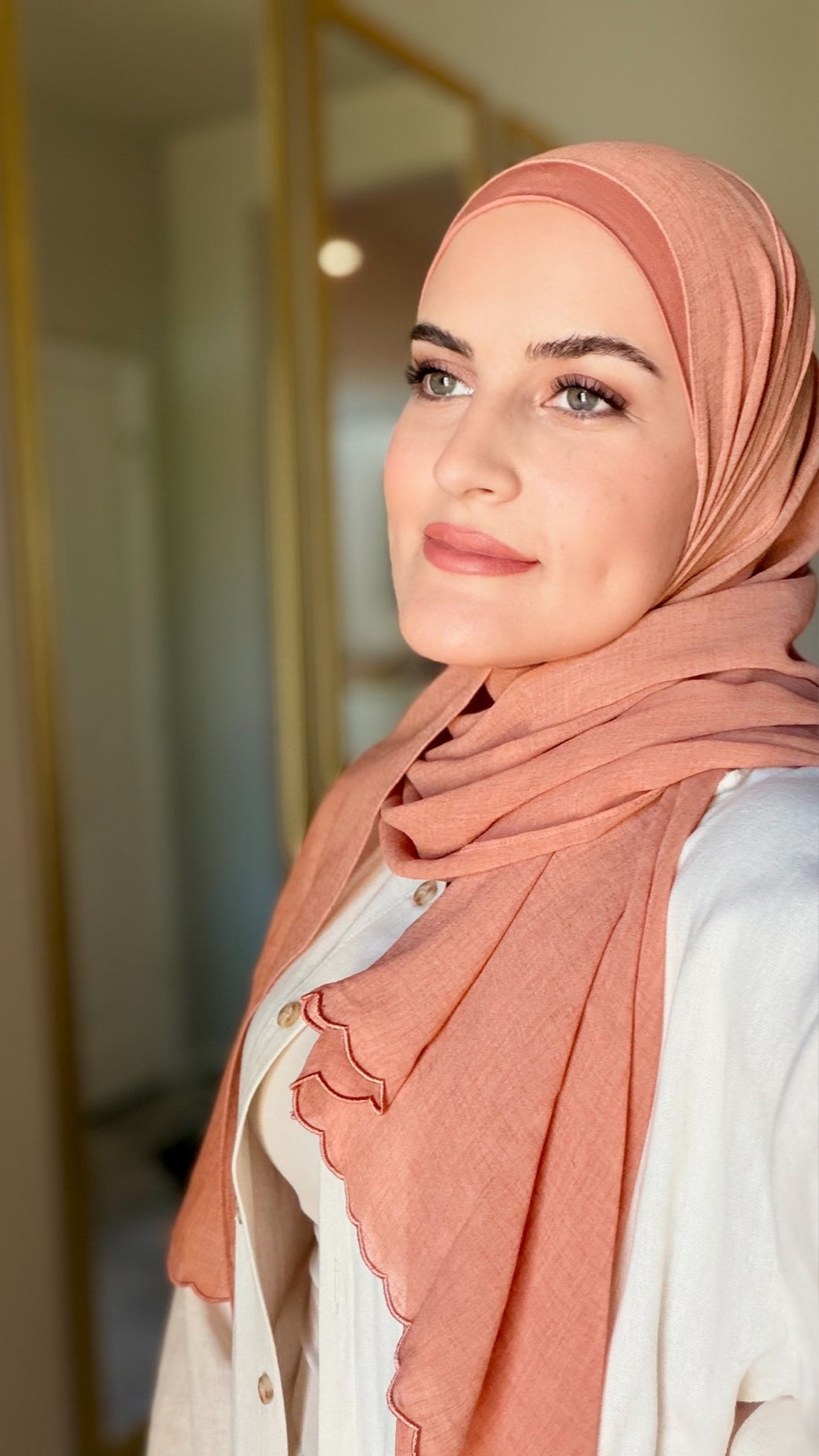 The Fancy Edge Hijab (Matching Set)- Soft Burnt Orange