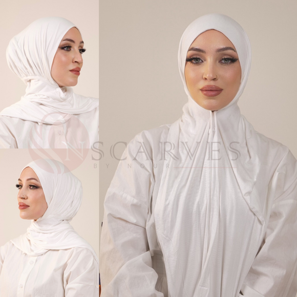 (Pre order)Snap Tie Hijab - White