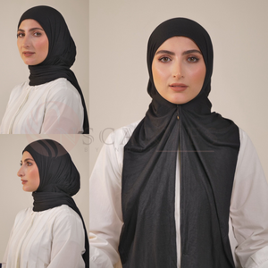 Snap Tie Hijab - Black