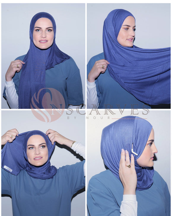 Small Travel Hijab W/ Open Ears- Navy