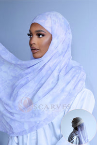 Regular Instant Hijab - Lavender TieDye Print