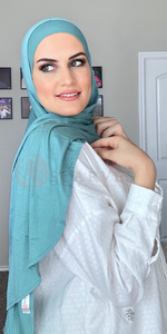 Plain Small Travel Hijab (Matching Set) - Dark Turquoise