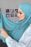 Plain Small Travel Hijab (Matching Set) - Dark Turquoise