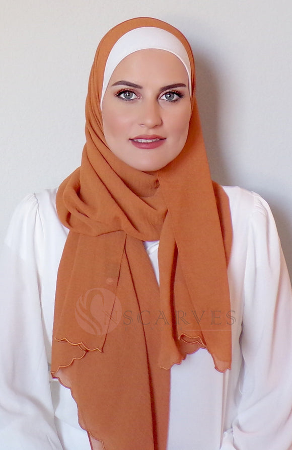The Fancy Edge Hijab- Dusty Apricot