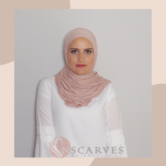 Plain Small Travel Hijab- Pinkish Nude