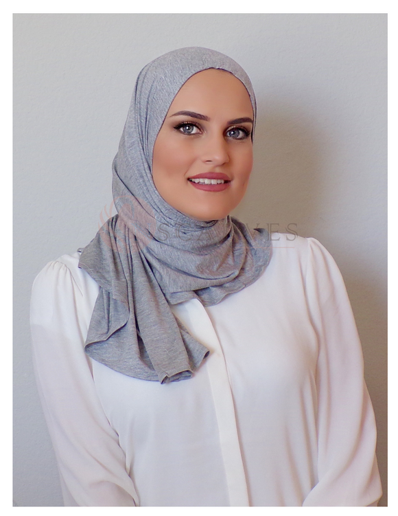 Plain Small Travel Hijab (Matching Set) - Sporty Grey