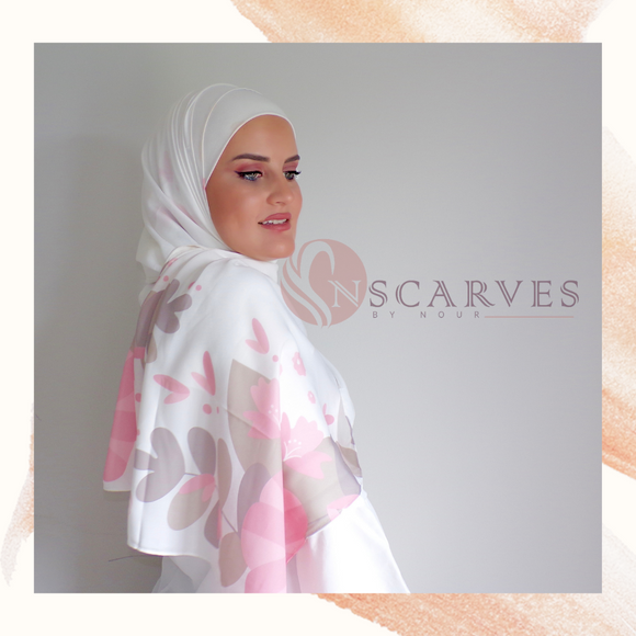 Falojyat Flower Hijab- Pink