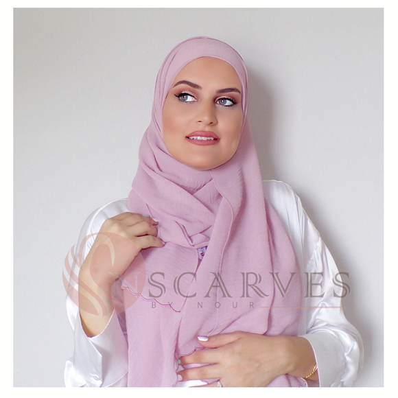 The Fancy Edge Hijab (Matching Set)- Mauve