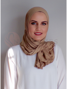 Plain Small Travel Hijab( Matching set)- Banana Beige