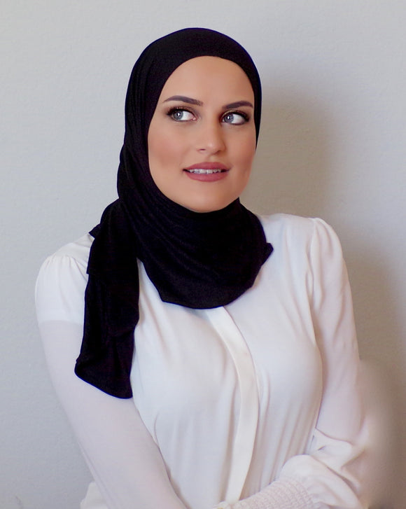 Plain Small Travel Hijab - Black