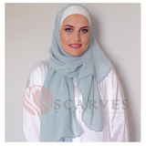 The Fancy Edge Hijab (Matching Set)- Mint Blue