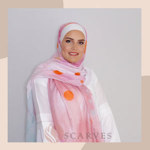 Tie Dye Polka Dots Hijab- Pink