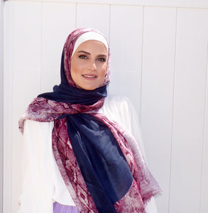 Serpent Print Hijab- Navy